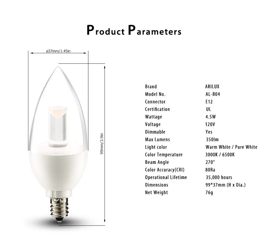 ARILUX-AL-B04-E12-45W-Dimmable-LED-Candle-Bulb-Warm-White--Pure-White-1039539