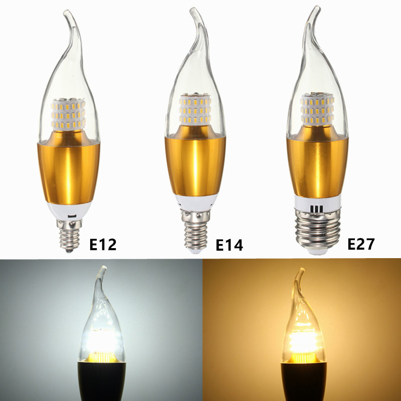 Dimmable-E27-E14-E12-60-SMD-3014-580LM-LED-Candle-Bulb-Golden-Glass-Warm-White-White-Lamp-AC-110V-1041641