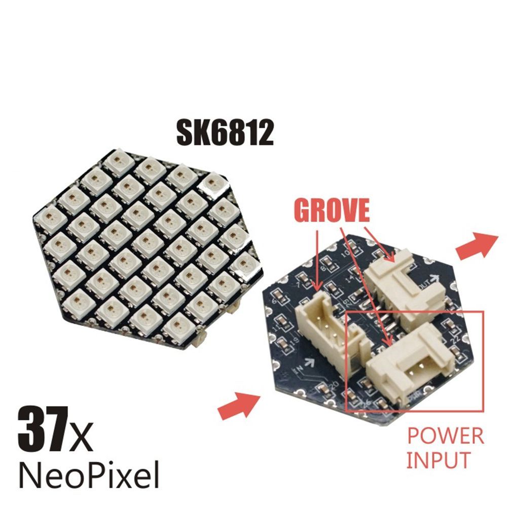 WS6812-37Pcs-HEX-RGB-LED-Hexagon-LED-Board-with--3-GROVE-Port-Compatible-with-M5Stack-UI-Flow-1500849