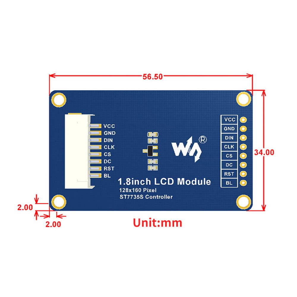Wavesharereg-18-inch-Color-LCD-Display-128times160-Resolution-SPI-Interface-65K-Color-18inch-LCD-Mod-1755406