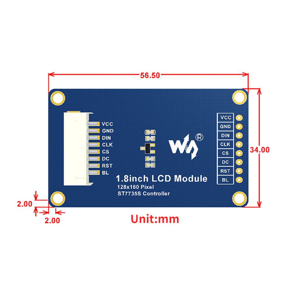 Wavesharereg-18-inch-Color-LCD-Display-128times160-Resolution-SPI-Interface-65K-Color-18inch-LCD-Mod-1755406