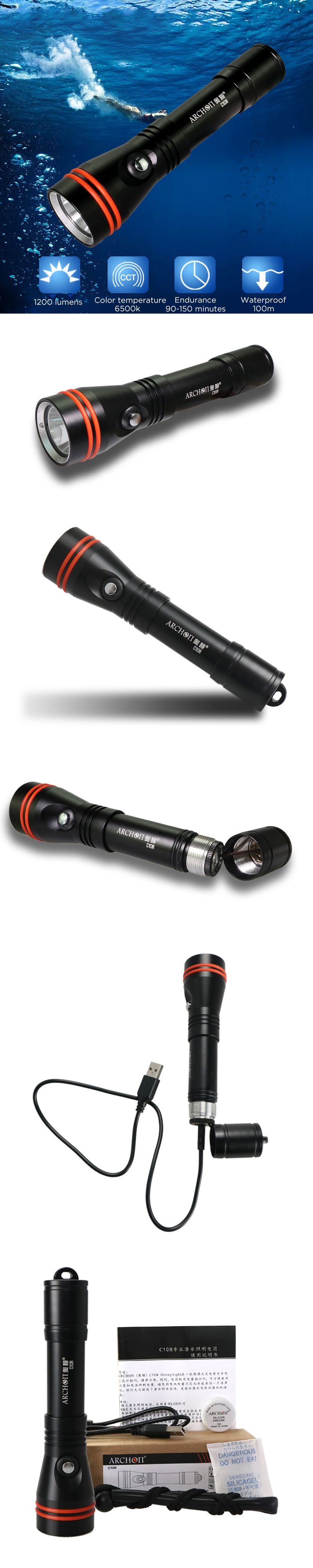 ARCHON-C10R-1200-Lumen-Underwater-Dive-Flashlight-USB-Rechargeable-Diving-Light-1532029