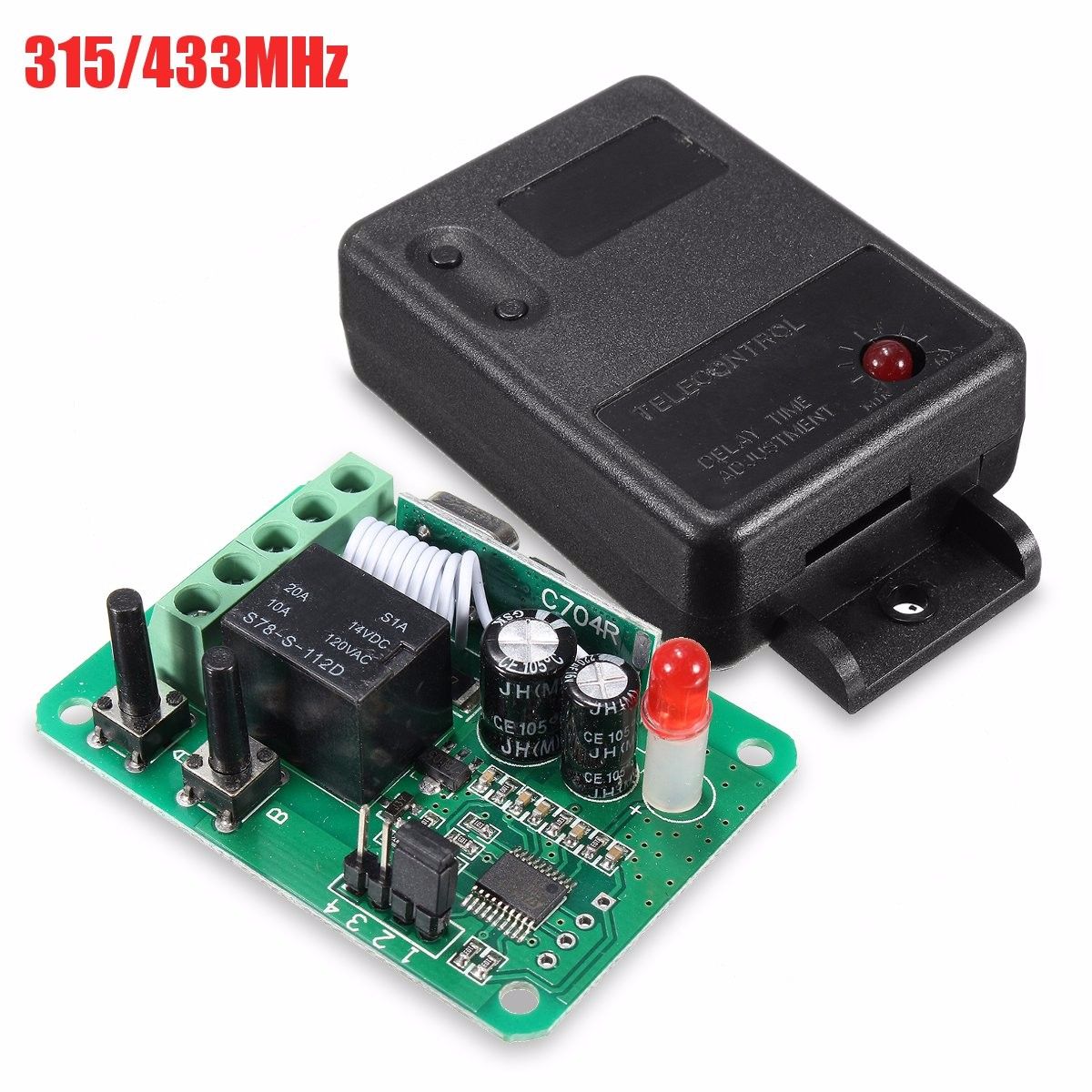 DC12V-1CH-315433MHz-Wireless-Time-Delay-Relay-RF-Remote-Control-Switch-Receiver-1150044