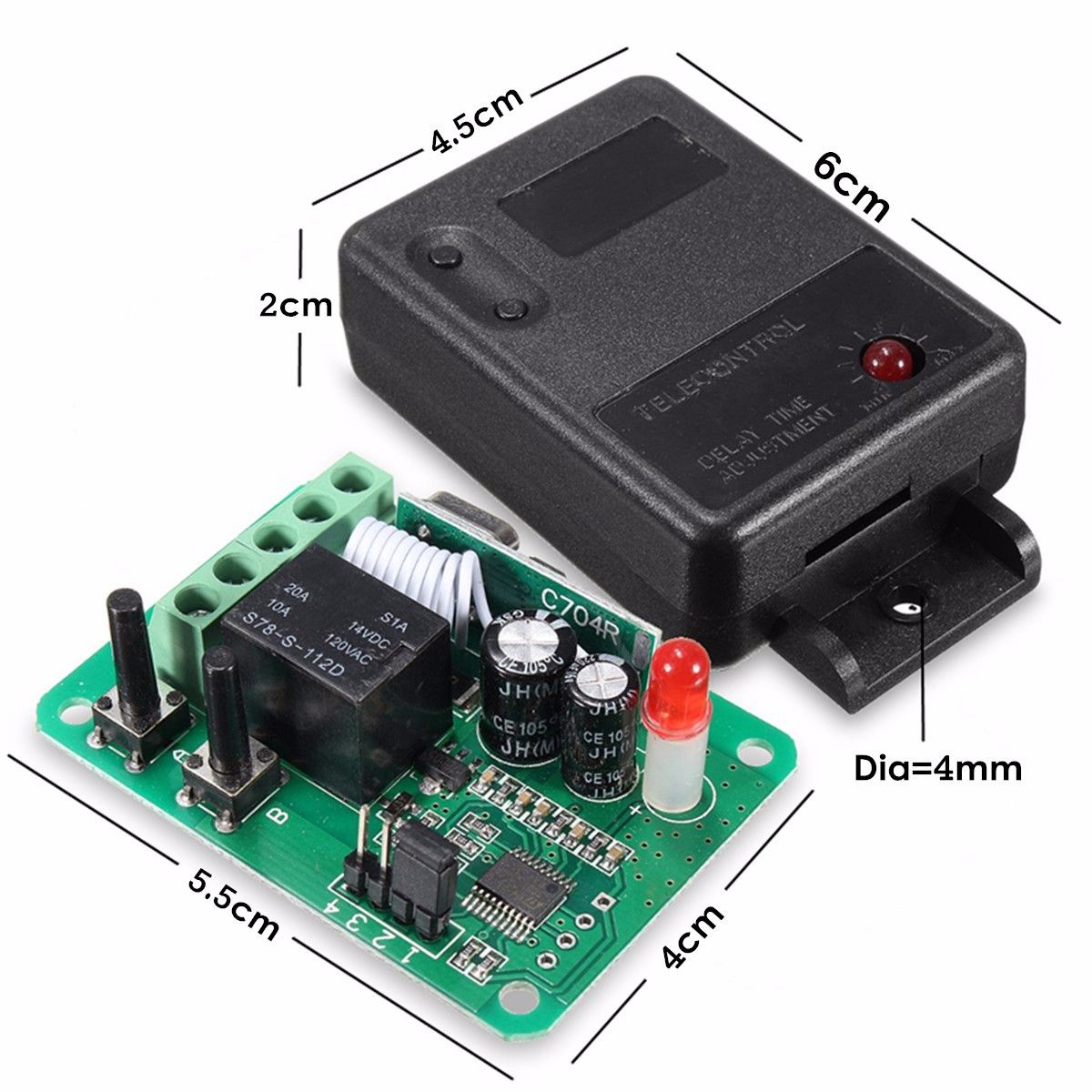 DC12V-1CH-315433MHz-Wireless-Time-Delay-Relay-RF-Remote-Control-Switch-Receiver-1150044