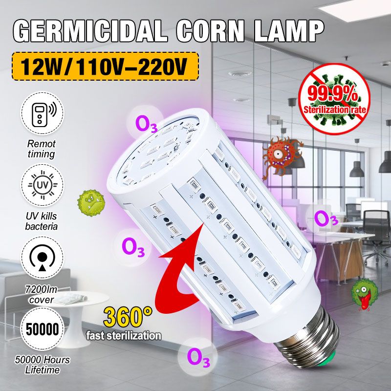 12W-UV-Germicidal-Sterilizer-Lamp-E27-LED-Corn-Light-Bulb--110V220V-Remote-Control-for-Indoor-Home-1674735