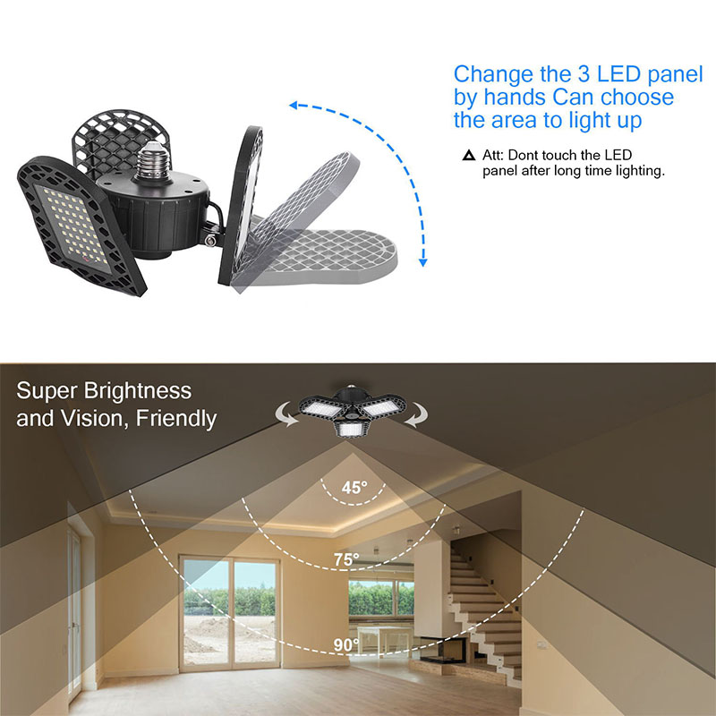 85-220V-60W-E27-Deformable-Garage-Light-Pure-WhiteCool-White-Three-Leaf-LED-Light-Bulb-for-Basement--1658365