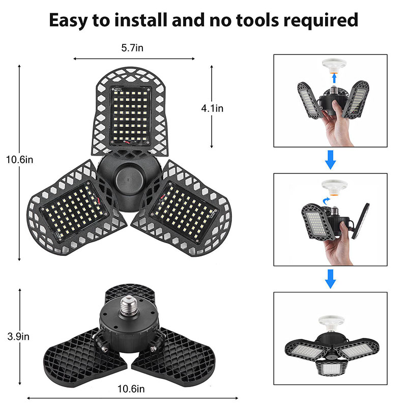 85-220V-60W-E27-Deformable-Garage-Light-Pure-WhiteCool-White-Three-Leaf-LED-Light-Bulb-for-Basement--1658365