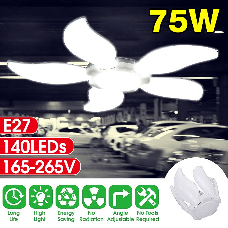 AC165-265V-E27-140LED-Garage-Light-Bulb-Deformable-Adjustable-Ceiling-Workshop-Lamp-for-Parking-Base-1612437