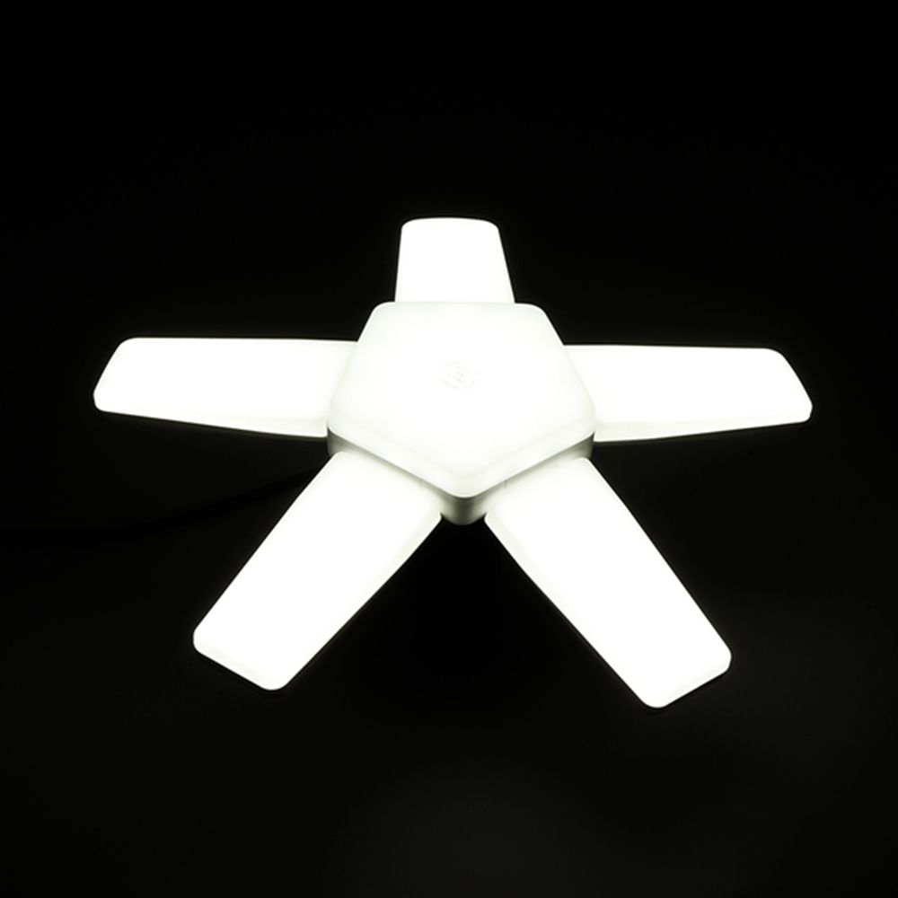 AC220V-60W-E27-Pure-White-Five-Leaves-Deformable-Foldable-LED-Light-Bulb-Garage-Lamp-for-Paking-Lot-1591624