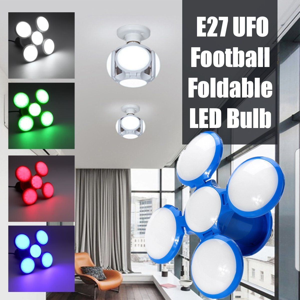 AC85-265V-E27-30W-5730-SMD-Five-leaves-Foldable-Football-Shape-UFO-120-LED-Light-Bulb-1589743