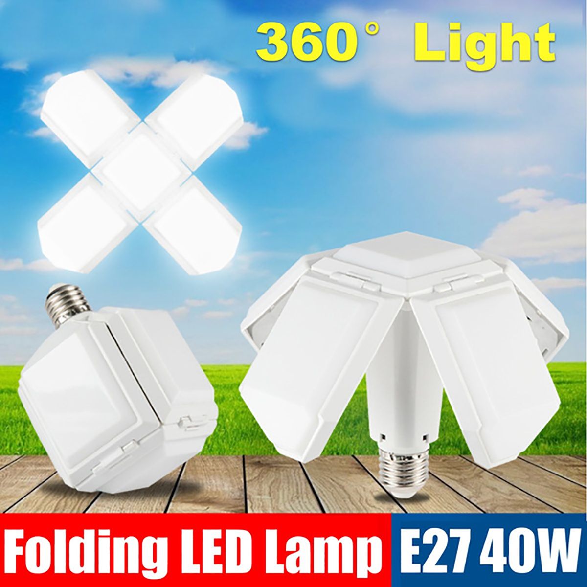 AC85-265V-E27-40W-Folding-Four-Leaf-LED-Lamp-Household-Deformation-Uniform-Bulb-Indoor-Lighting-1763008