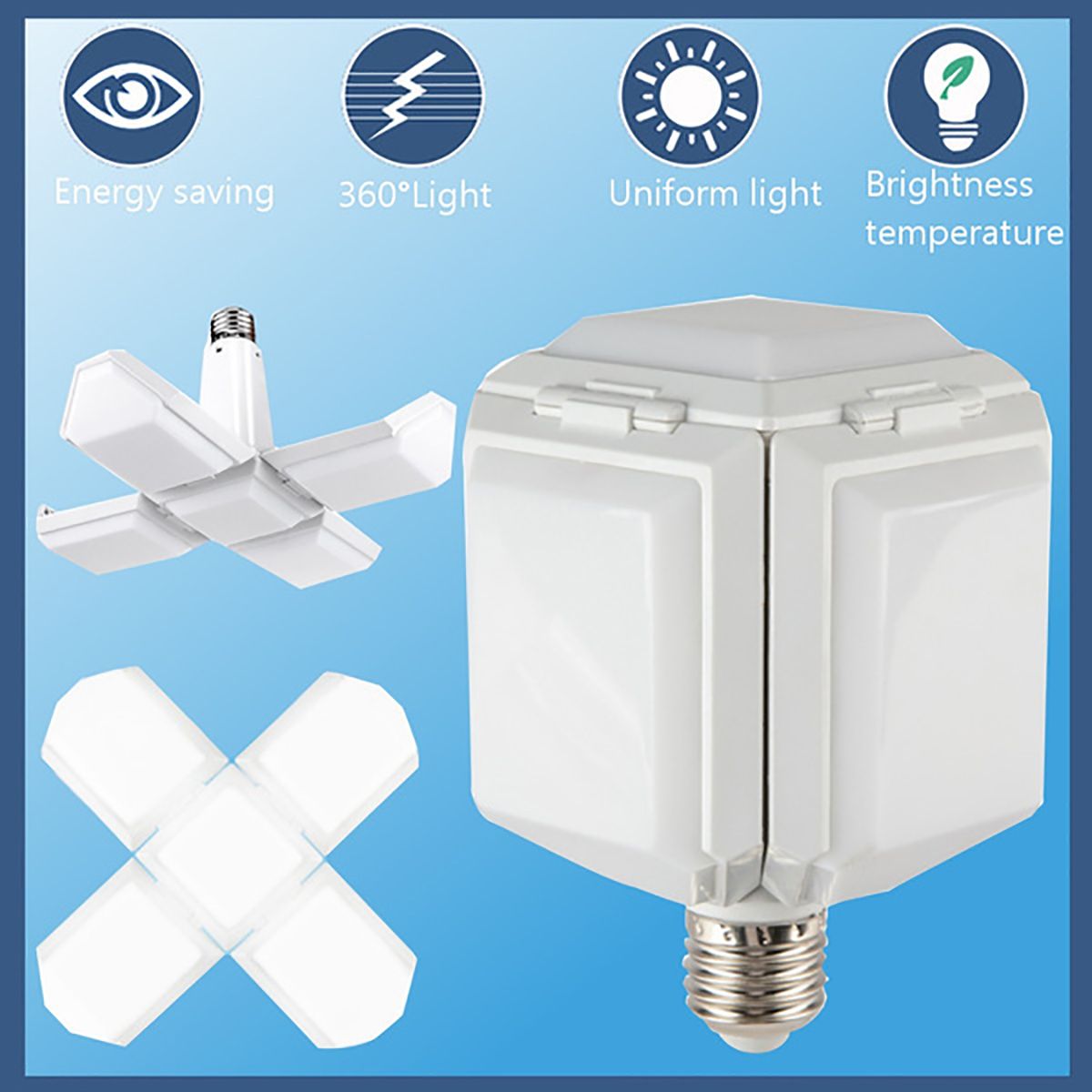 AC85-265V-E27-40W-Folding-Four-Leaf-LED-Lamp-Household-Deformation-Uniform-Bulb-Indoor-Lighting-1763008