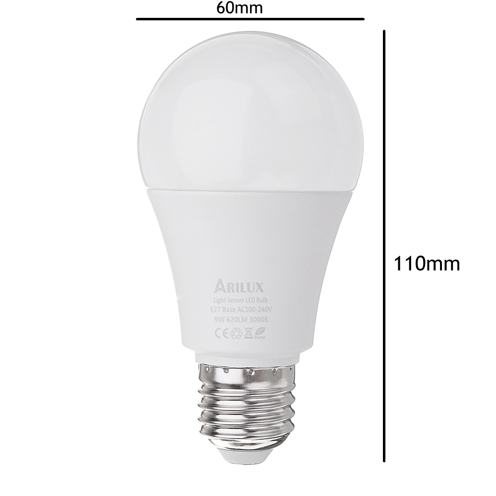 ARILUXreg-E27-A60-9W-620LM-Warm-White-Pure-White-Dusk-to-Dawn-LED-Sensor-Globe-Light-Bulb-AC100-240V-1327405