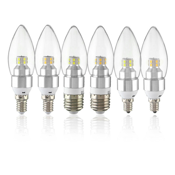 E12E14E27-3W-Non-Dimmable-LED-Candle-Silver-Light-Bulb-WhiteWarm-White-85-265V-1045159
