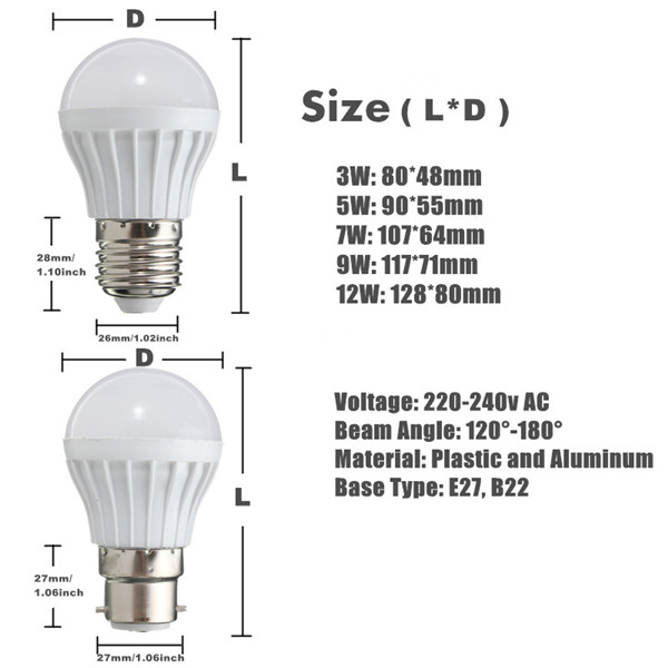 E27-5W-8-SMD-5630-Warm-WhiteWhite-Globe-Ball-Bulbs-Plastic-Lamp-Lights-220-240V-999726