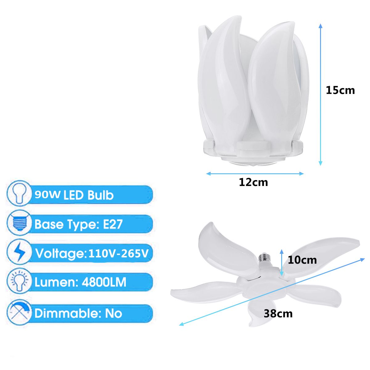 E27-90W-Foldable-Colorful-LED-Light-Bulb-5-Leaf-Angle-Adjustable-Deformable-Garage-Lamp-for-Indoor-A-1601177