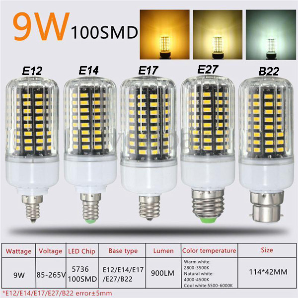 E27-E17-E14-E12-B22-9W-100-SMD-5736-LED-Pure-White-Warm-White-Natural-White-Corn-Bulb-AC85-265V-1111477