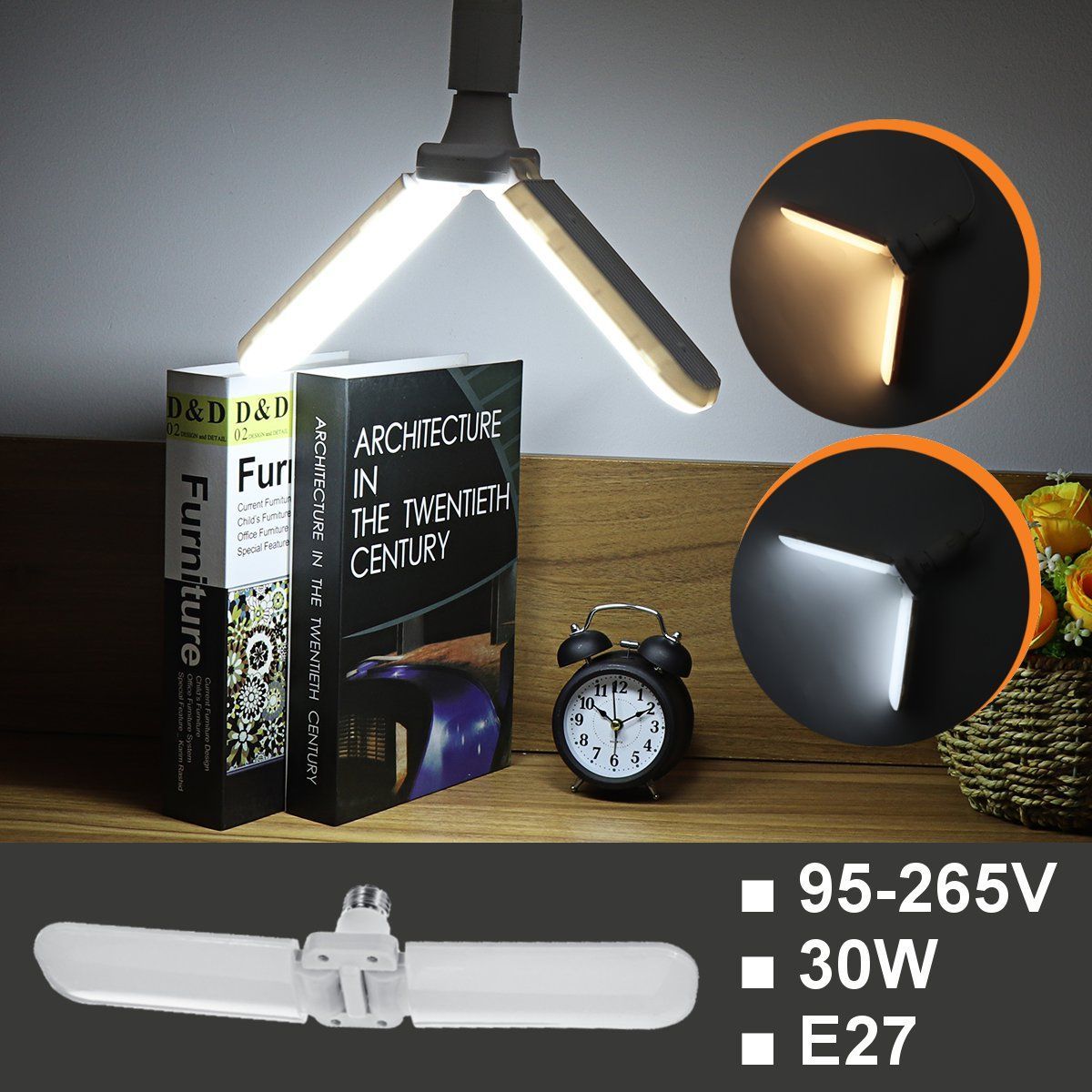 E27-Screw-30W-2-Blades-Folding-LED-Light-Bulb-Home-Pendant-Garage-Lamp-Decor-AC95-265V-1622626