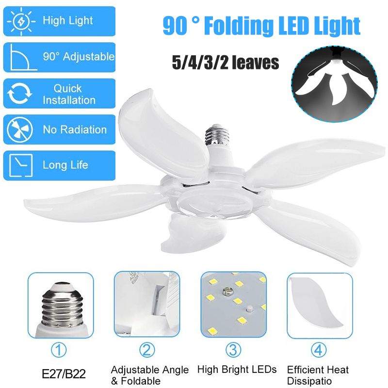 E27B22-LED-Garage-Lamp-2345-Blades-Folding-Light-Bulb-Deformable-Ceiling-Fixture-Workshop-Lighting-1719677