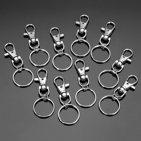 10pcs-Fashion-Stainless-Steel-Dual-Key-Holder-Ring-Keychain-Silver-966400