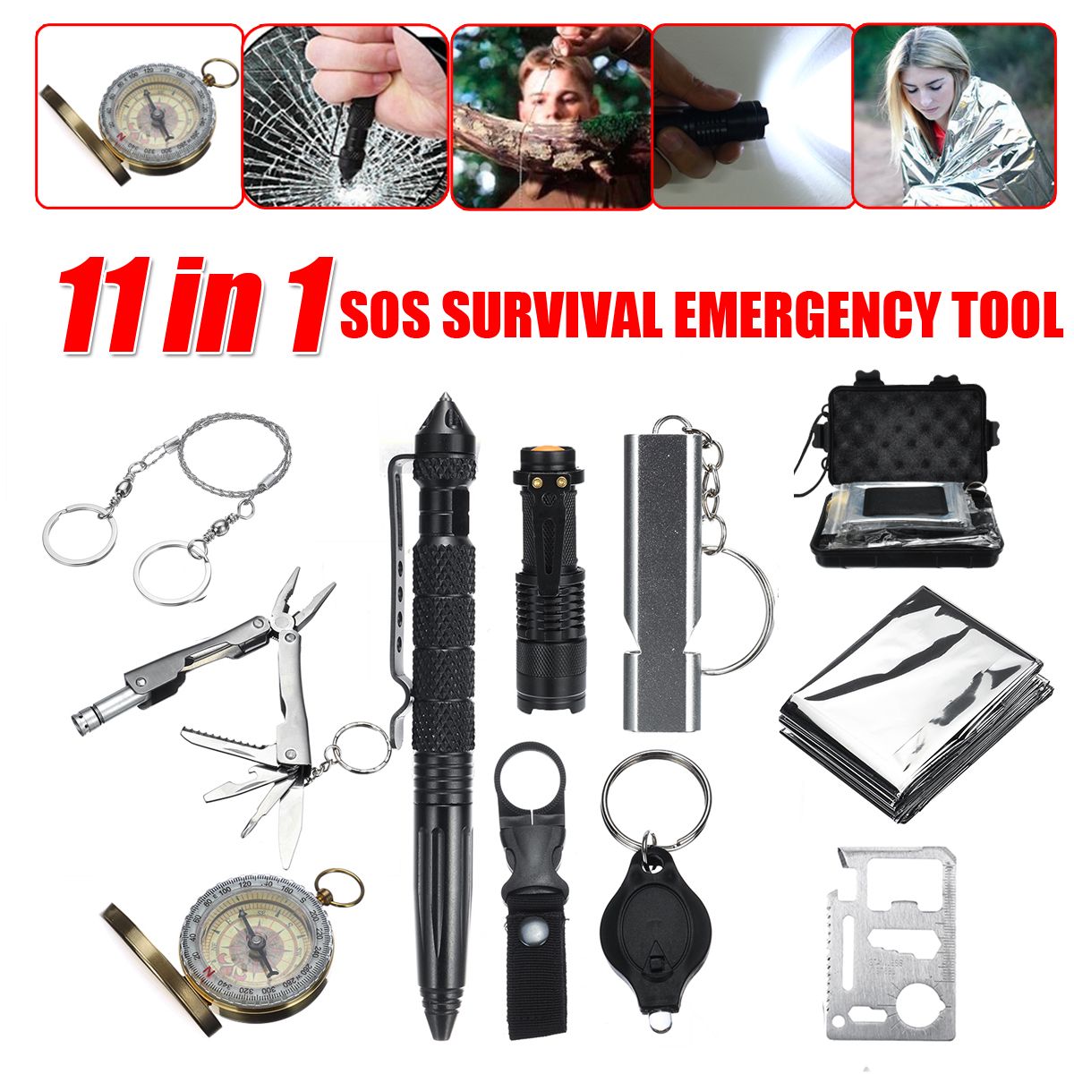 11-In-1-SOS-Emergency-Survival-Kit-EDC-Tools-Compass-Fret-Saw-Flashlight-Tactical-Camping-Hiking-1412048