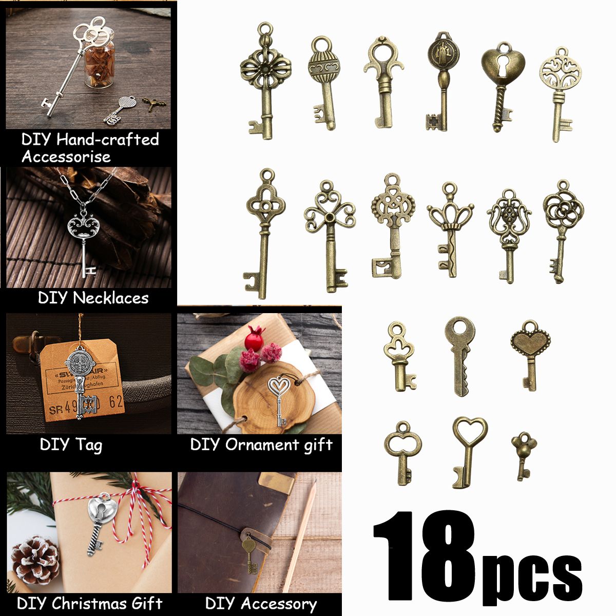 18Pcs-Antique-Bronze-Key-Retro-Pendant-Kit-Necklace-bracelet-Anklet-Decorations-1637828
