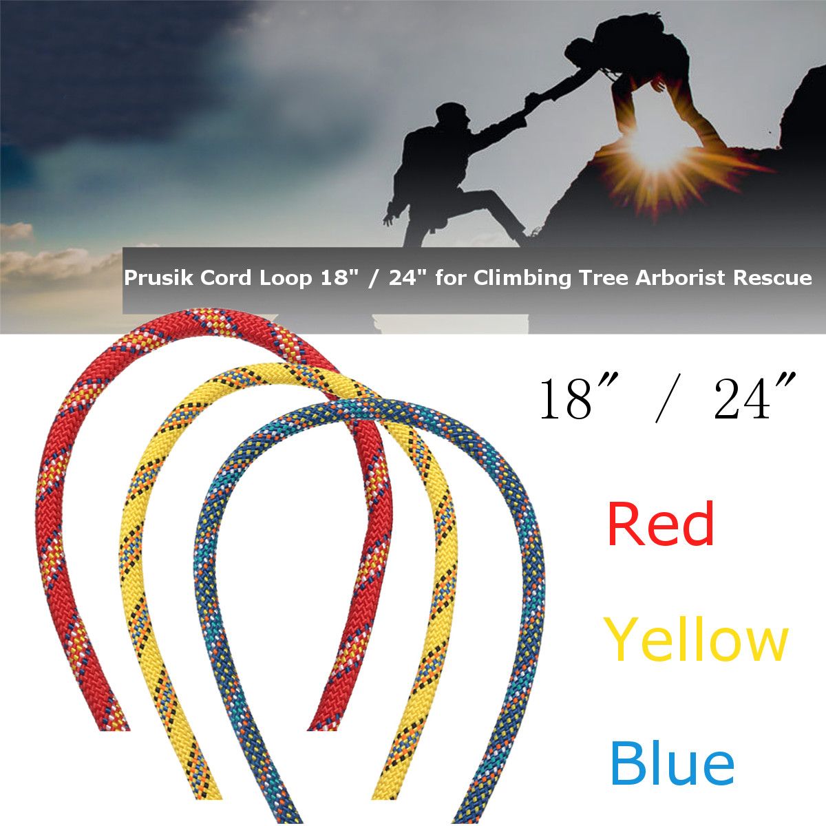 18inch24inch-8mm-Resistant-Prusik-Cord-Rope-Loop-Arborist-Rock-Climbing-Rescue-Caving-1443379
