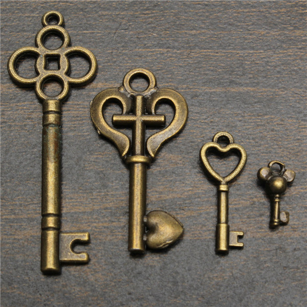 19Pcs-Antique-Vintage-Old-Look-Skeleton-Key-Set-Lot-Pendant-Heart-Bow-Lock-Steampunk-Jewel-986824