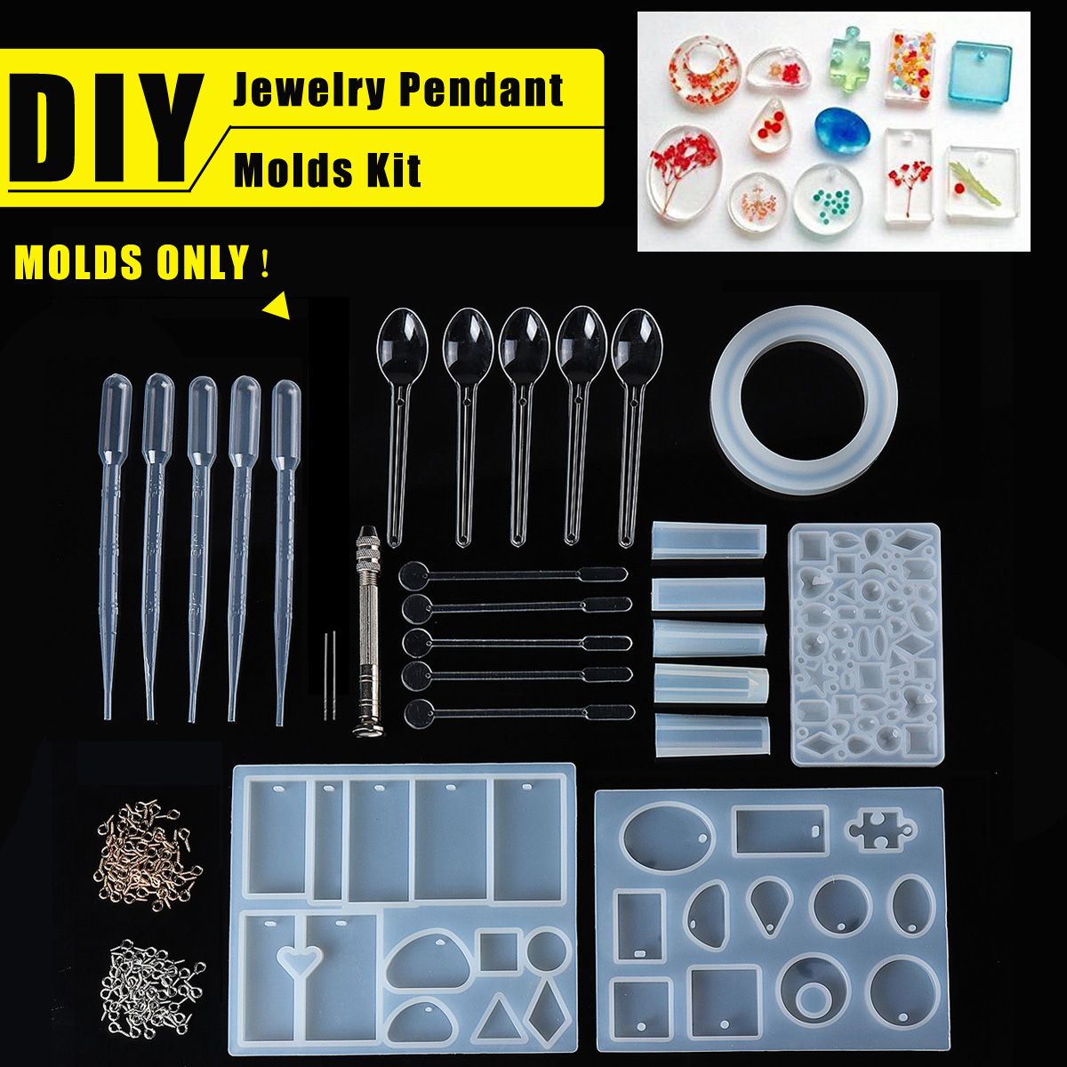 27Pcs-DIY-Craft-Tools-Kit-Silicone-Crystal-Mold-Making-Jewelry-Pendant-Resin-Casting-1364438