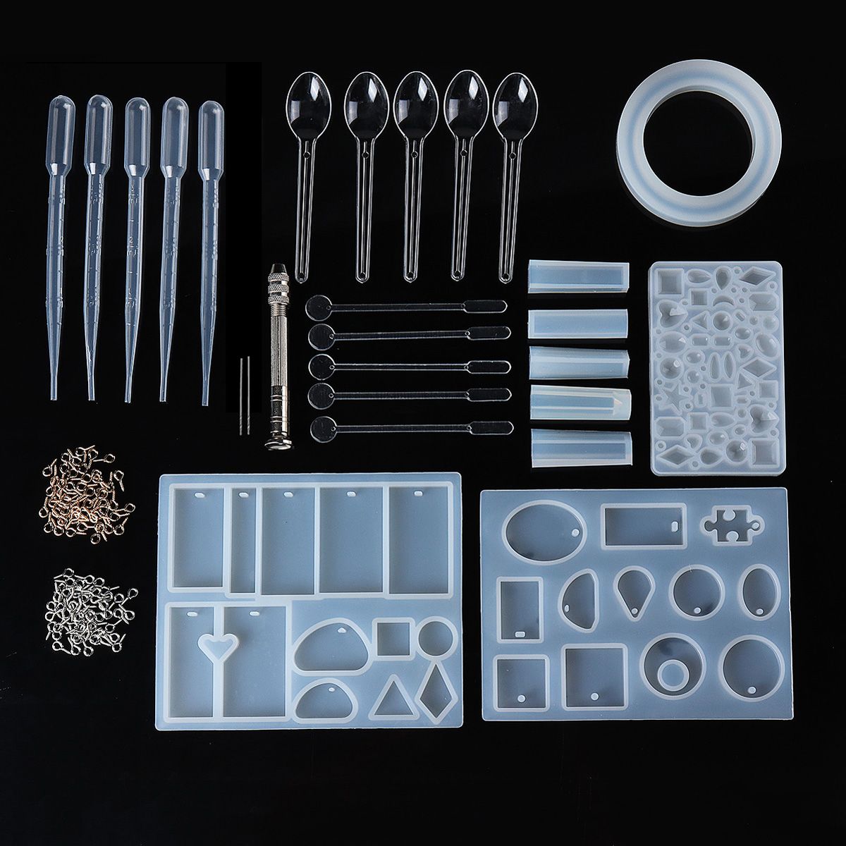 27Pcs-DIY-Craft-Tools-Kit-Silicone-Crystal-Mold-Making-Jewelry-Pendant-Resin-Casting-1364438