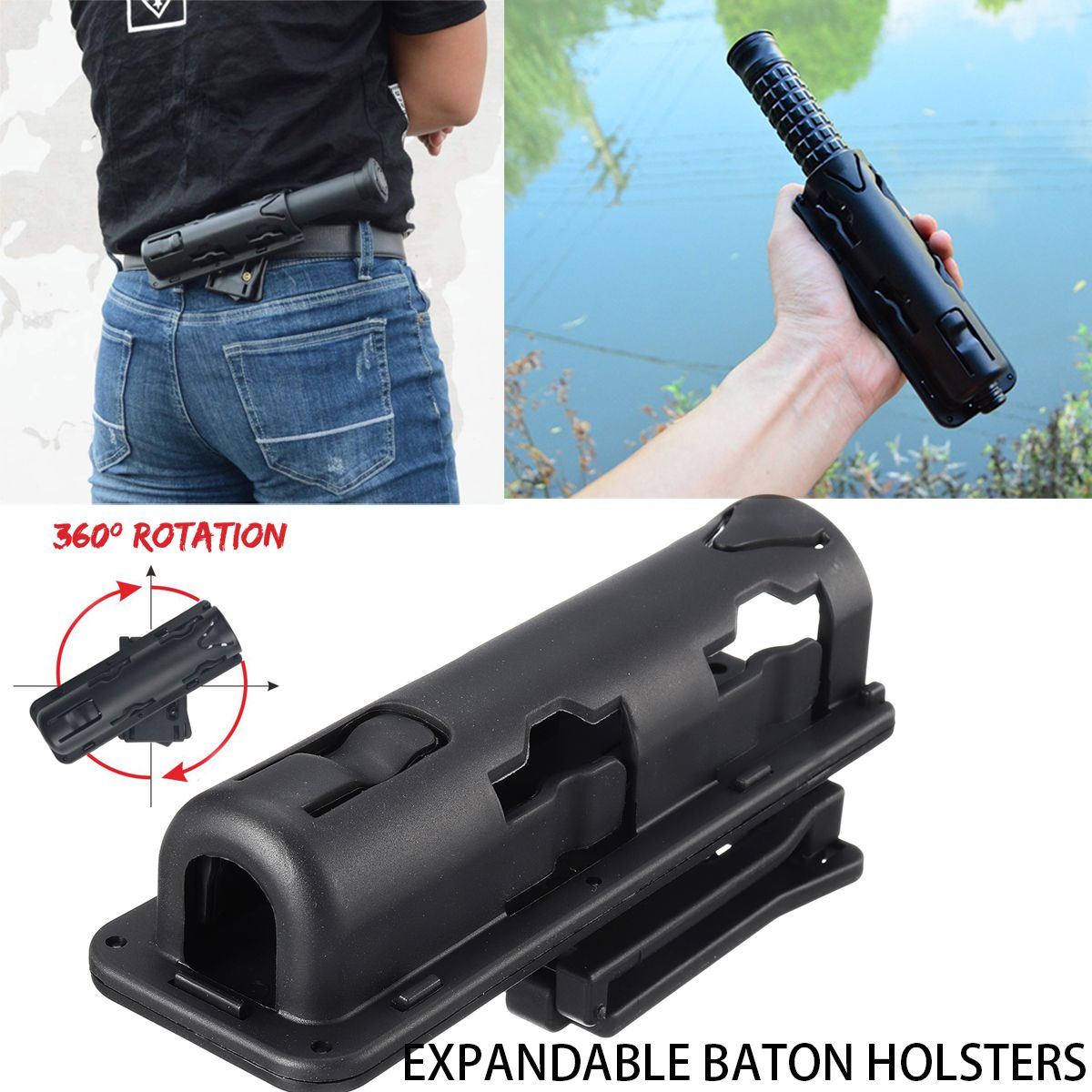 360-Degrees-Expandable-Swivelling-Baton-Holder-Case-PlasticTelescopic-Holster-Tool-1631965