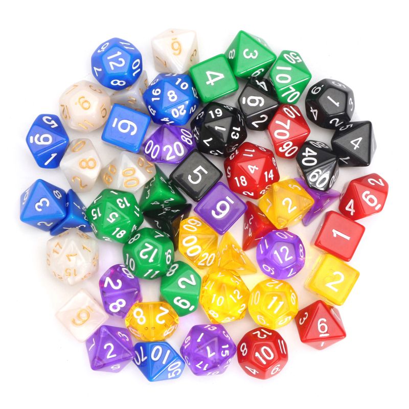 49pcs-Multi-sided-Polyhedral-Digital-Acrylic-Dice-Set-7-Colors-wCarry-Bag-1221375