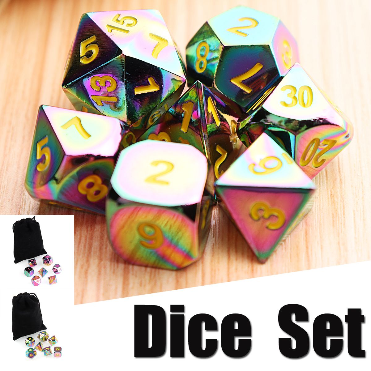 7Pcs-Embossed-Heavy-Metal-Polyhedral-Dice-DND-RPG-MTG-Role-Playing-Game-with-Bag-1314618