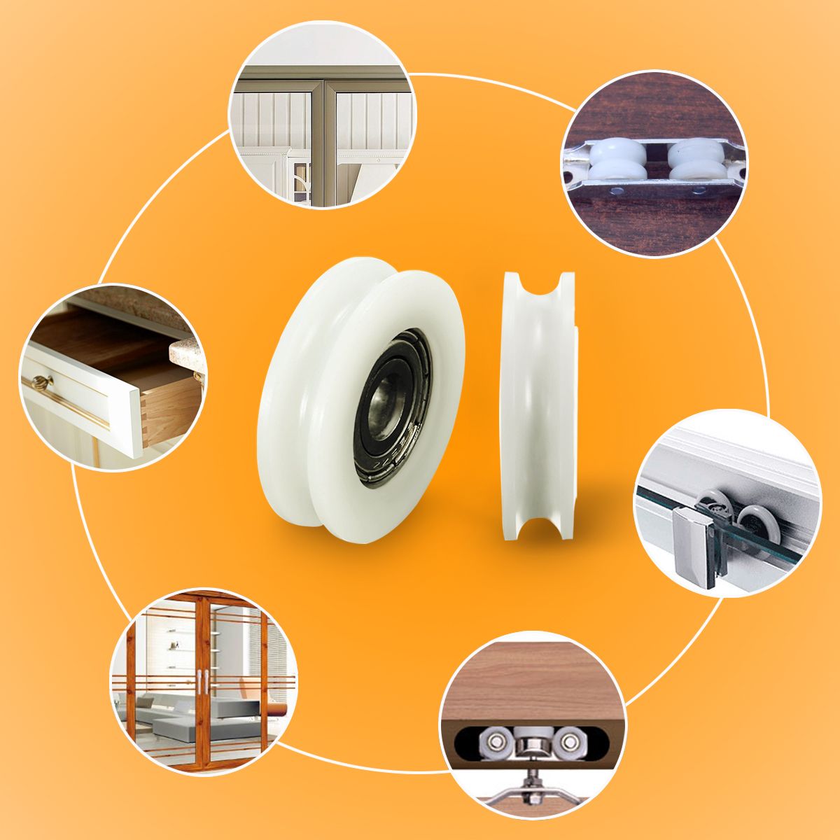 8Pcs-5x24x7mm-U-Notch-Nylon-Round-Pulley-Wheel-Roller-For-38mm-Rope-Ball-Bearing-1688652