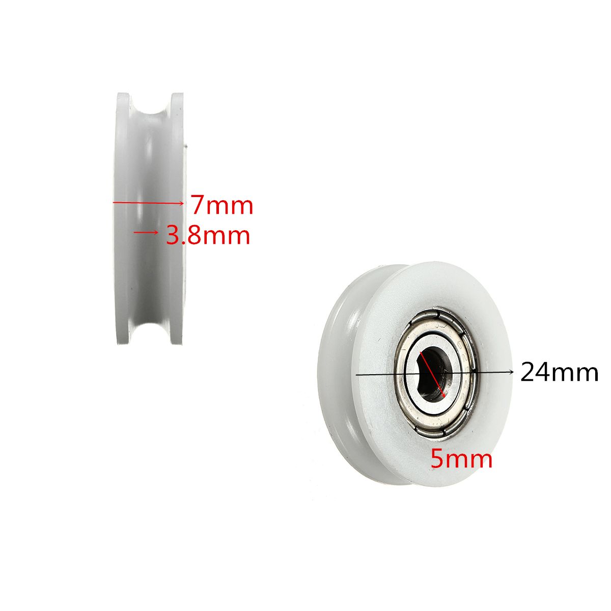 8Pcs-5x24x7mm-U-Notch-Nylon-Round-Pulley-Wheel-Roller-For-38mm-Rope-Ball-Bearing-1688652