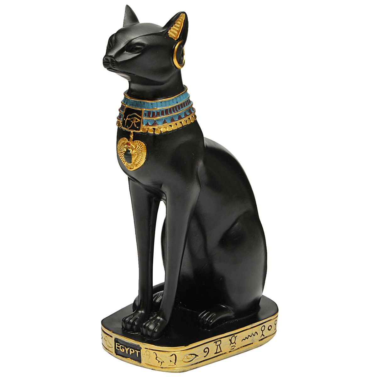 96inch-Resin-Vintage-Egyptian-Bastet-Goddess-Figurine-Black-Cat-Pharaoh-Statue-Epoxy-1304890