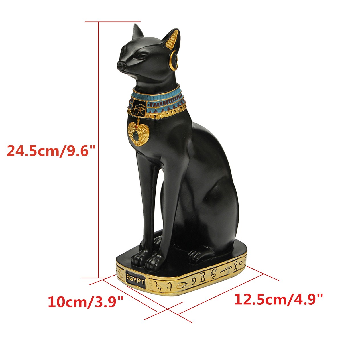 96inch-Resin-Vintage-Egyptian-Bastet-Goddess-Figurine-Black-Cat-Pharaoh-Statue-Epoxy-1304890