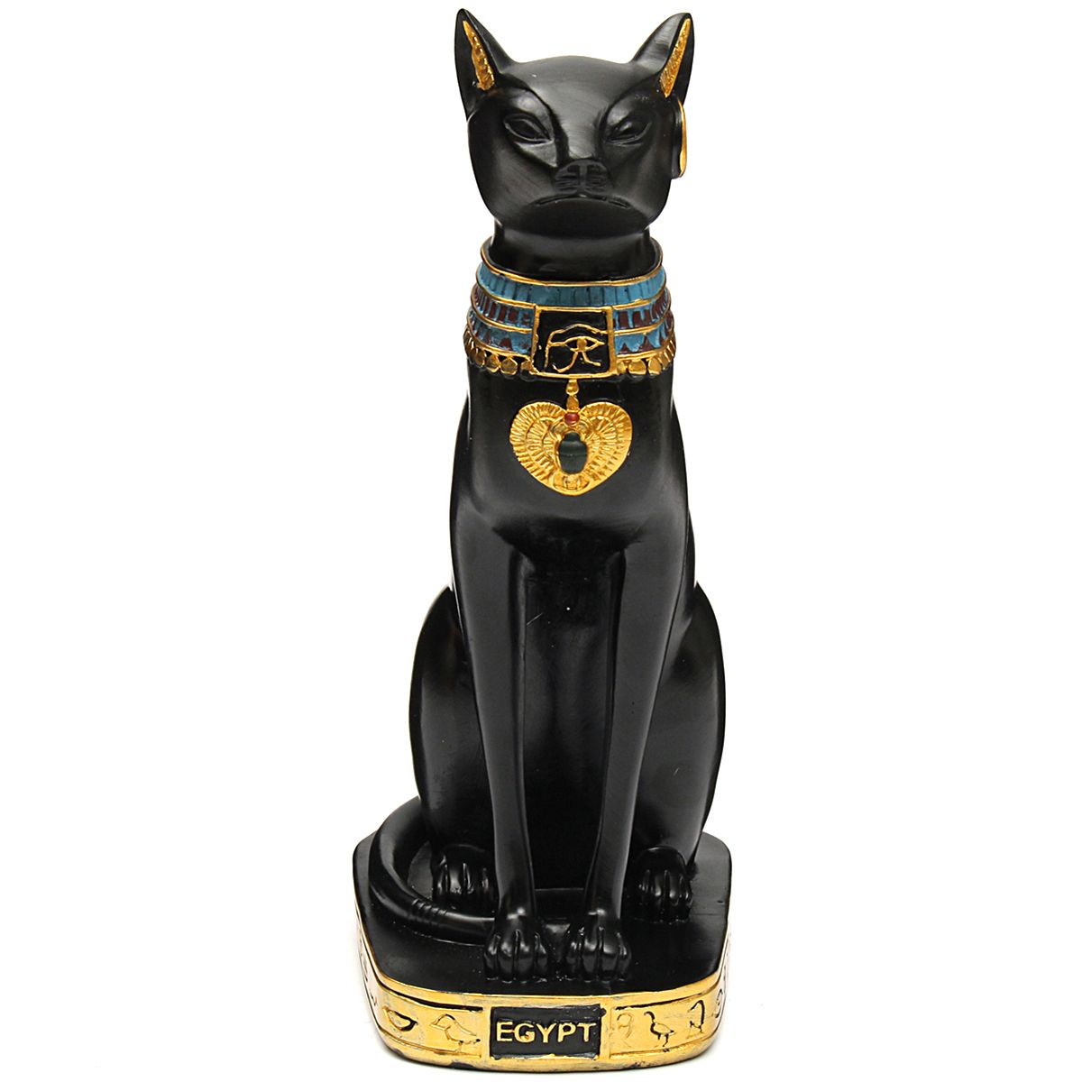 96inch-Resin-Vintage-Egyptian-Bastet-Goddess-Figurine-Black-Cat-Pharaoh-Statue-Epoxy-1304890