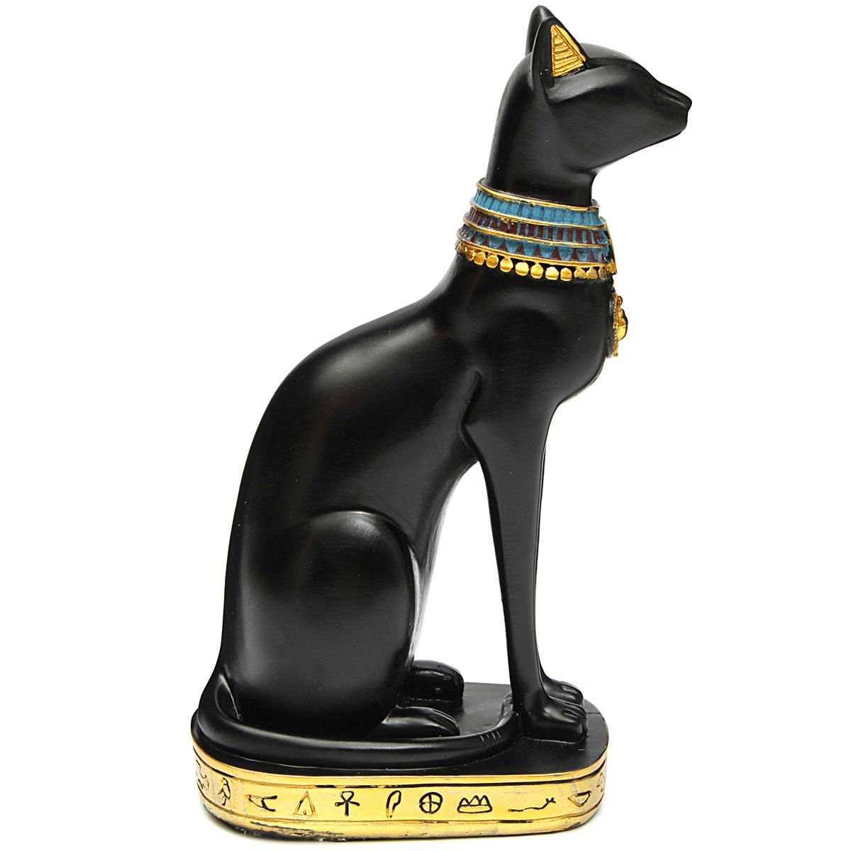 96inch-Resin-Vintage-Egyptian-Bastet-Goddess-Figurine-Black-Cat-Pharaoh-Statue-Epoxy-1304890