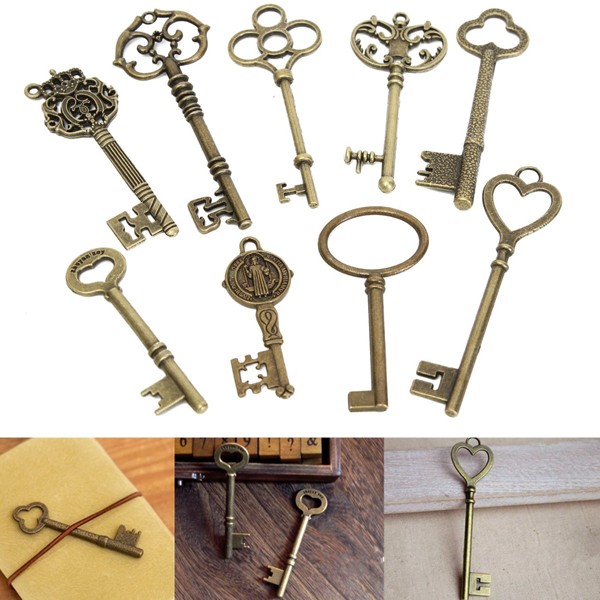 9Pcs-Antique-Vintage-Skeleton-Keys-Bronze-Charm-Pendants-For-DIY-Jewelry-Making-1021619