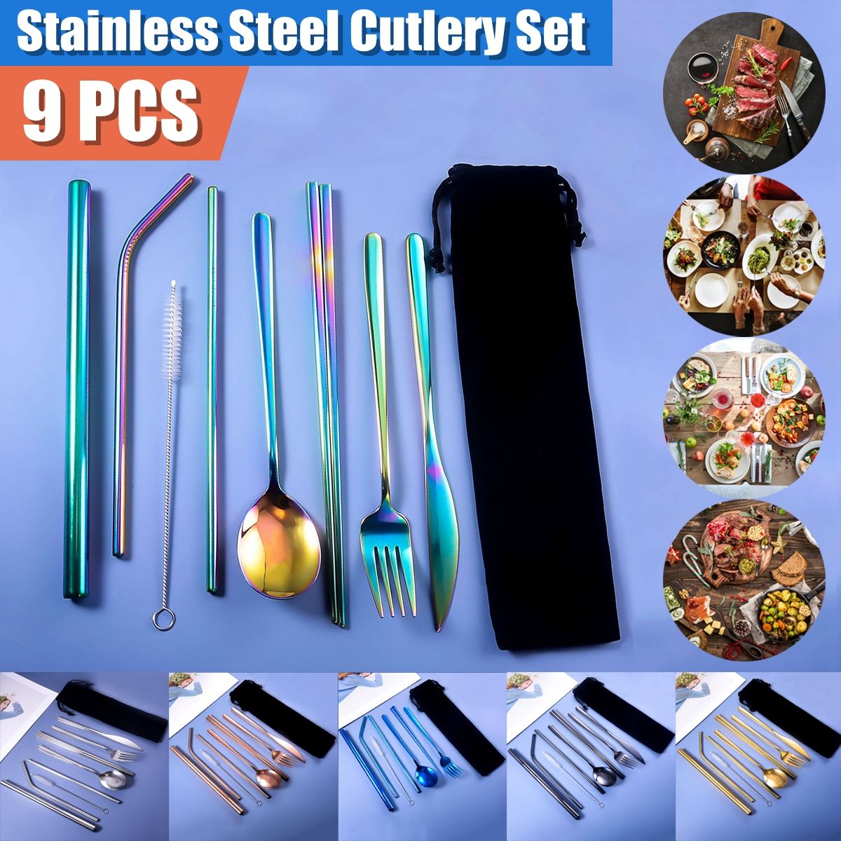 9pcs-Titanium-Plated-304-Stainless-Steel-Cutlery-Set-Knife-Fork-Spoon-Chopsticks-Straw-Set-1721637