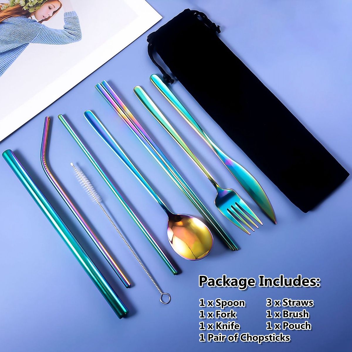 9pcs-Titanium-Plated-304-Stainless-Steel-Cutlery-Set-Knife-Fork-Spoon-Chopsticks-Straw-Set-1721637