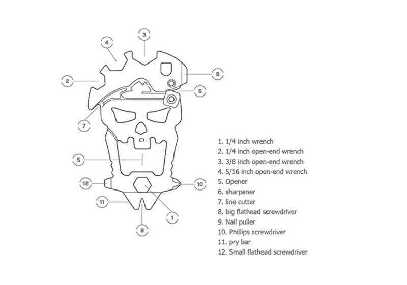 AOTDDOR-12-In-1-Manual-Tool-Screwdriver-EDC-Mini-Portable-Skull-Multi-function-Bottle-Opener-1403086