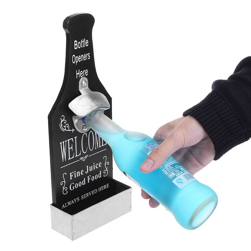 Beer-Bottle-Opener-With-Cap-Catcher-Wall-Mounted-Beer-Coke-Home-Kitchen-Bar-Vintage-1225093