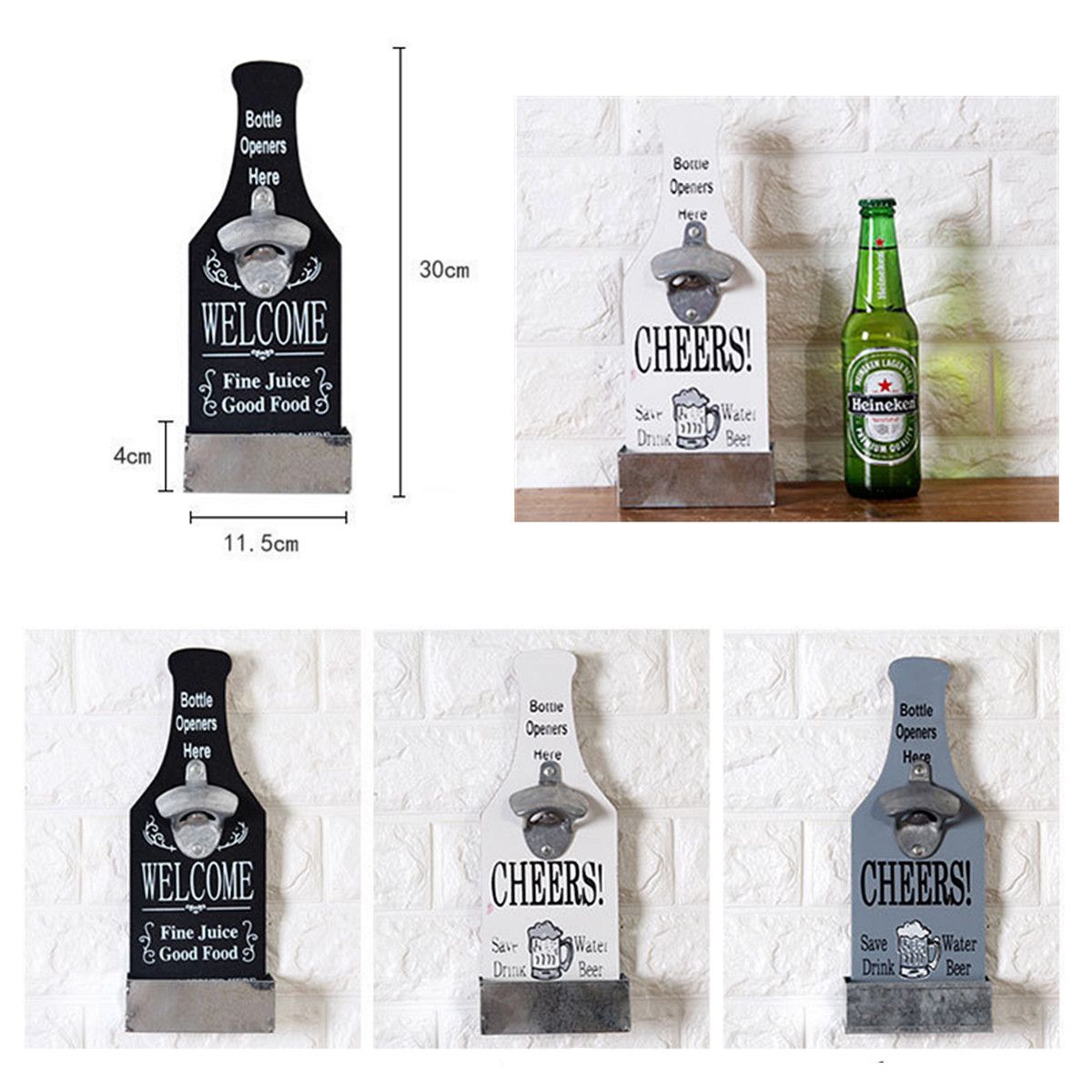 Beer-Bottle-Opener-With-Cap-Catcher-Wall-Mounted-Beer-Coke-Home-Kitchen-Bar-Vintage-1225093