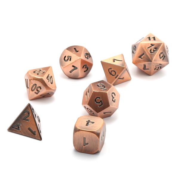 ECUBEE-Antique-Color-Solid-Metal-Polyhedral-Dice-Role-Playing-RPG-7-Dice-Set-With-Bag-1220166