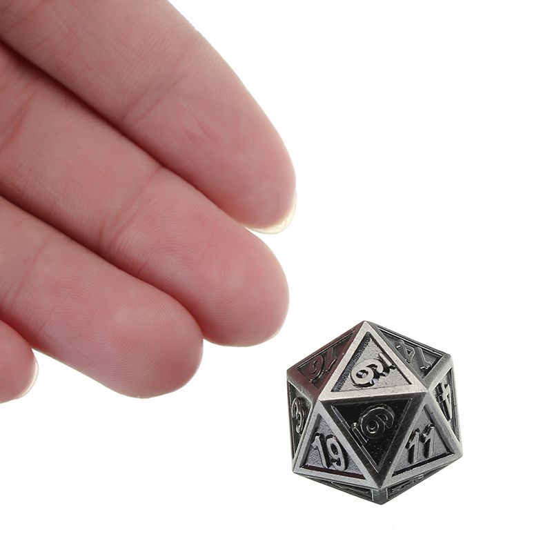 Embossed-Steel-7-Pcs-Multisided-Dice-Heavy-Metal-Polyhedral-Dice-Set-w-Bag-1259842