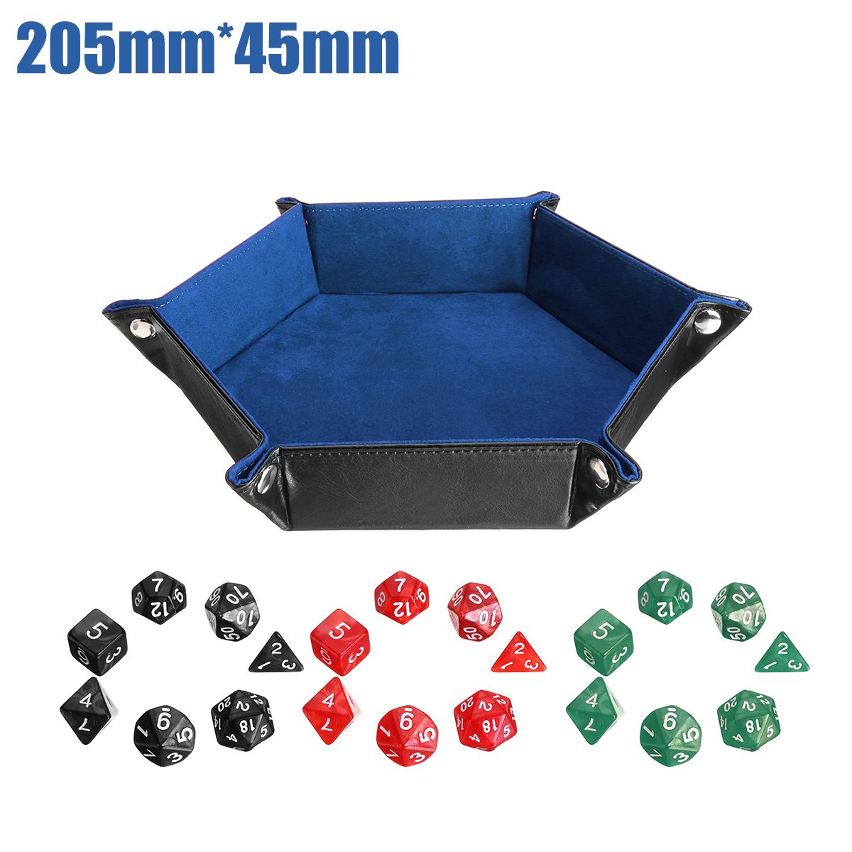 Multisided-Dices-Set-Holder-Polyhedral-Dices-Blue-PU-Leather-Tray-for-RPG-1373172