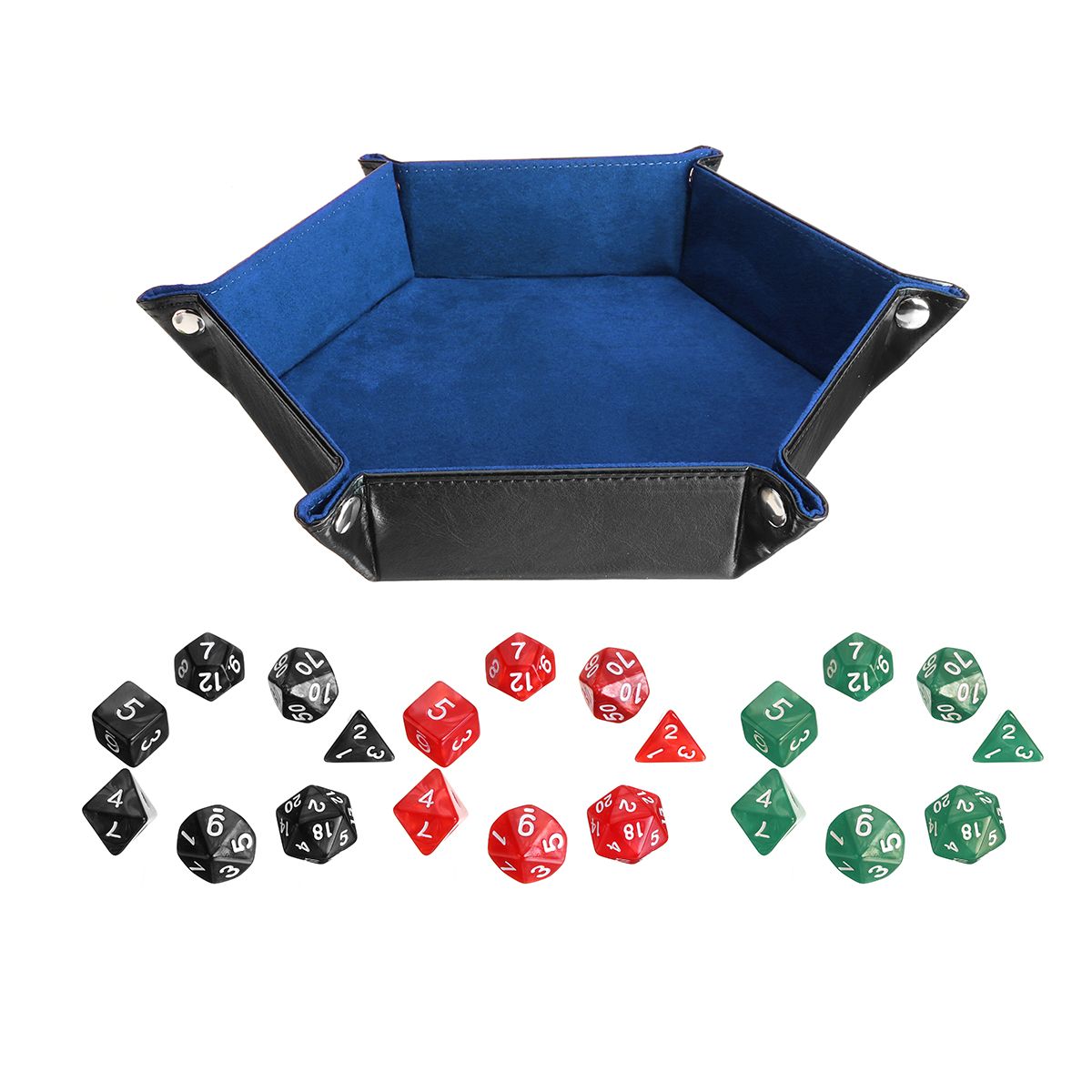 Multisided-Dices-Set-Holder-Polyhedral-Dices-Blue-PU-Leather-Tray-for-RPG-1373172