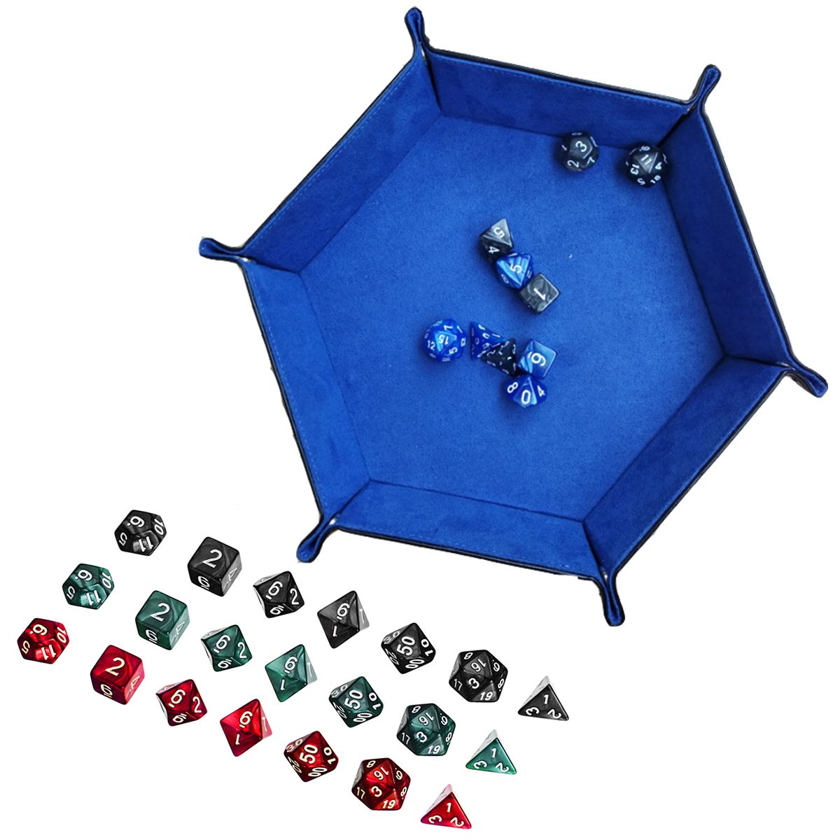 Multisided-Dices-Set-Holder-Polyhedral-Dices-Blue-PU-Leather-Tray-for-RPG-1373172